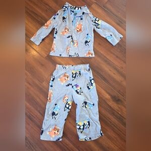 Unisex Kid's Light Gray Bluey & Bingo Pajama Set Button Down Size 18 Months